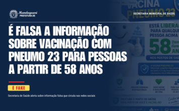 Secretaria de Saúde de Mandaguari alerta sobre informação falsa que circula nas redes sociais